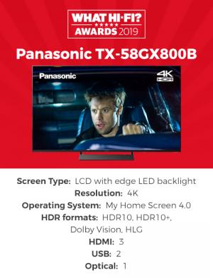 Panasonic TX 58GX800B What Hifi? Award Winner 2019 
