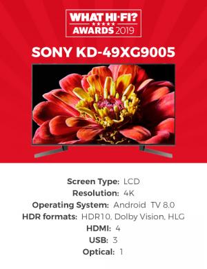 SONY KD 49XG9005 What Hifi? Award Winner 2019