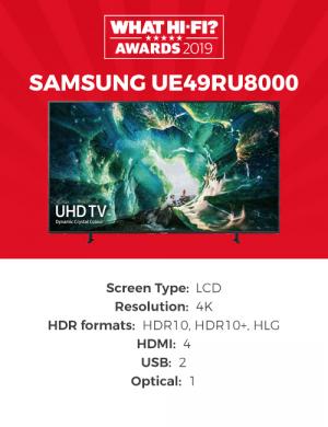 Samsung UE49RU8000 What Hifi? Award Winner 2019 